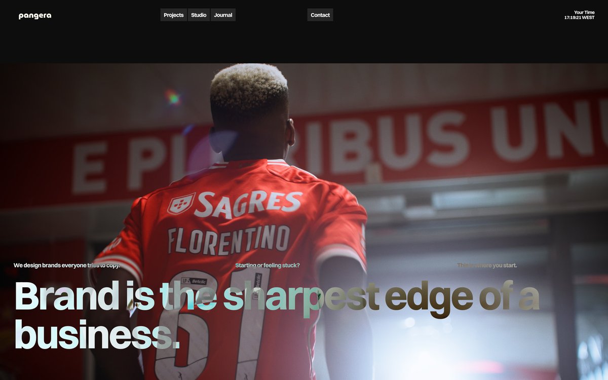 Site da Pangera, estúdio de marca e conteúdo no Dubai